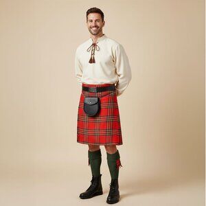 Tartan kilt Royal Stewart 8 Yard Men Traditional Outfit Scottish Costume